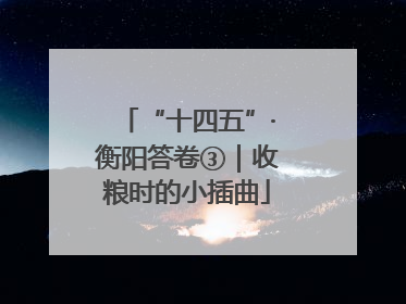 “十四五”·衡阳答卷③｜收粮时的小插曲