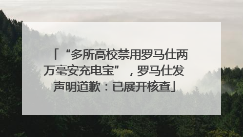 “多所高校禁用罗马仕两万毫安充电宝”，罗马仕发声明道歉：已展开核查