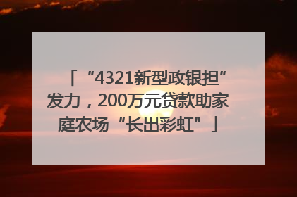 “4321新型政银担”发力，200万元贷款助家庭农场“长出彩虹”