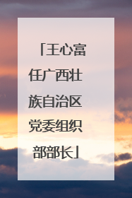 王心富任广西壮族自治区党委组织部部长
