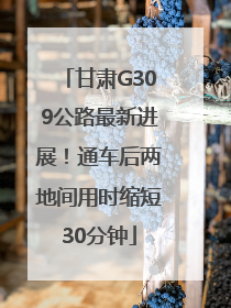 甘肃G309公路最新进展！通车后两地间用时缩短30分钟