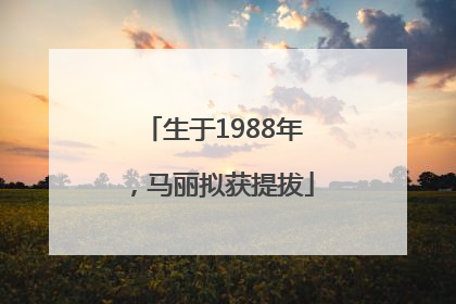 生于1988年，马丽拟获提拔