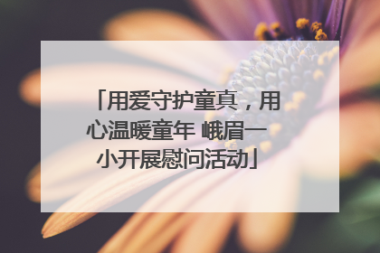 用爱守护童真，用心温暖童年 峨眉一小开展慰问活动