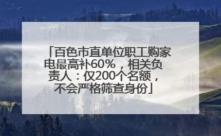 百色市直单位职工购家电最高补60％，相关负责人：仅200个名额，不会严格筛查身份