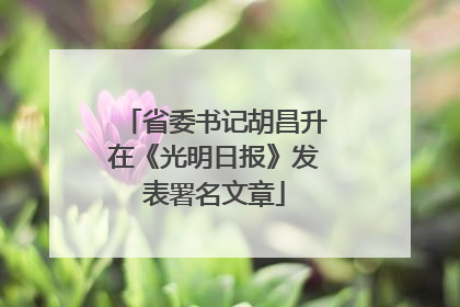 省委书记胡昌升在《光明日报》发表署名文章
