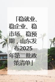 稳就业、稳企业、稳市场、稳预期，山东发布2025年第二批政策清单