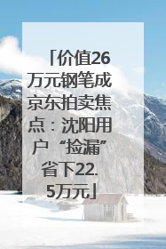 价值26万元钢笔成京东拍卖焦点：沈阳用户“捡漏”省下22.5万元