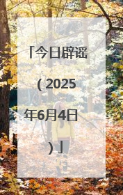 今日辟谣（2025年6月4日）