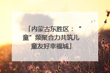 内蒙古东胜区：“童”频聚合力共筑儿童友好幸福城