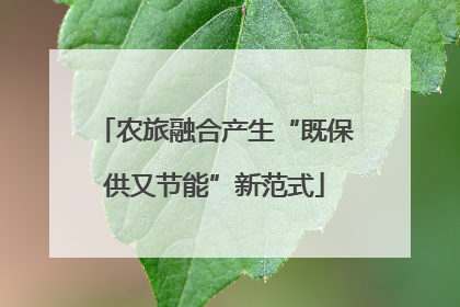 农旅融合产生“既保供又节能”新范式