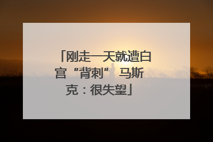 刚走一天就遭白宫“背刺” 马斯克：很失望