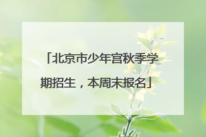 北京市少年宫秋季学期招生，本周末报名