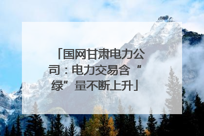 国网甘肃电力公司：电力交易含“绿”量不断上升