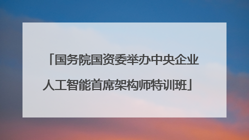国务院国资委举办中央企业人工智能首席架构师特训班