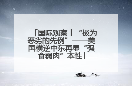 国际观察丨“极为恶劣的先例”——美国横逆中东再显“强食弱肉”本性