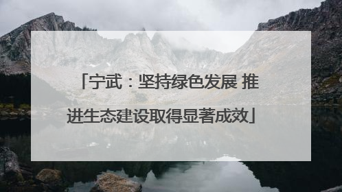 宁武：坚持绿色发展 推进生态建设取得显著成效