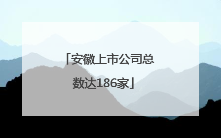 安徽上市公司总数达186家