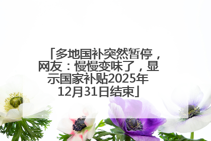 多地国补突然暂停，网友：慢慢变味了，显示国家补贴2025年12月31日结束