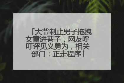 大爷制止男子拖拽女童进巷子，网友呼吁评见义勇为，相关部门：正走程序