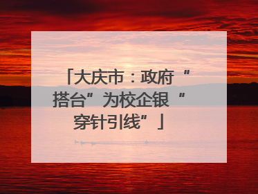 大庆市：政府“搭台”为校企银“穿针引线”