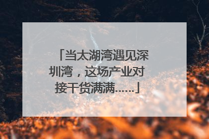 当太湖湾遇见深圳湾，这场产业对接干货满满……