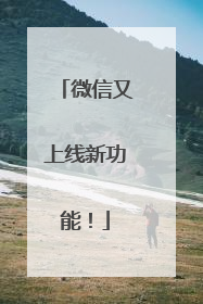 微信又上线新功能！