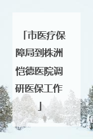 市医疗保障局到株洲恺德医院调研医保工作