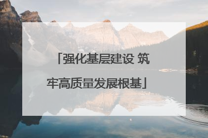 强化基层建设 筑牢高质量发展根基