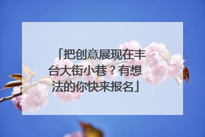 把创意展现在丰台大街小巷？有想法的你快来报名