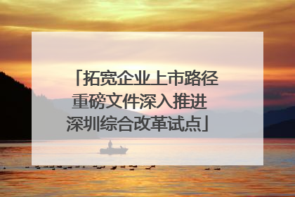 拓宽企业上市路径 重磅文件深入推进深圳综合改革试点