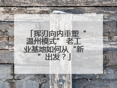 挥刃向内重塑“温州模式” 老工业基地如何从“新”出发？