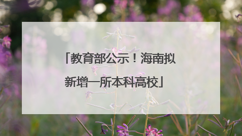 教育部公示！海南拟新增一所本科高校
