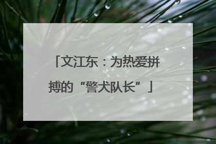 文江东：为热爱拼搏的“警犬队长”