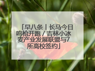 早八条丨长马今日鸣枪开跑／吉林小冰麦产业发展联盟与7所高校签约