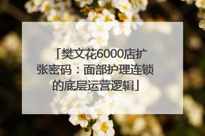 樊文花6000店扩张密码：面部护理连锁的底层运营逻辑