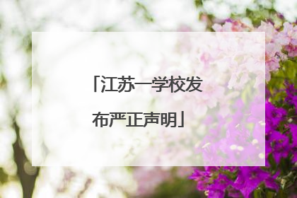 江苏一学校发布严正声明