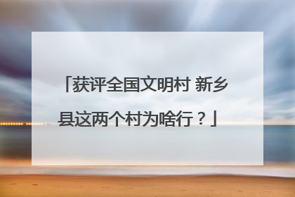 获评全国文明村 新乡县这两个村为啥行？
