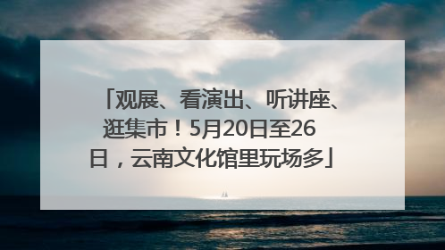 观展、看演出、听讲座、逛集市！5月20日至26日，云南文化馆里玩场多