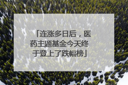 连涨多日后，医药主题基金今天终于登上了跌幅榜