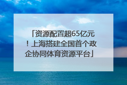 资源配置超65亿元！上海搭建全国首个政企协同体育资源平台