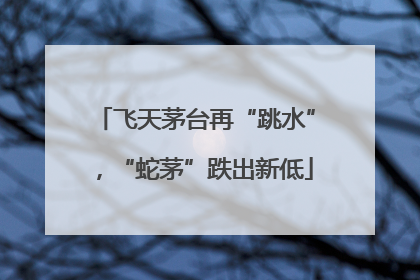 飞天茅台再“跳水”，“蛇茅”跌出新低