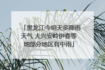 黑龙江今明天多降雨天气 大兴安岭伊春等地部分地区有中雨
